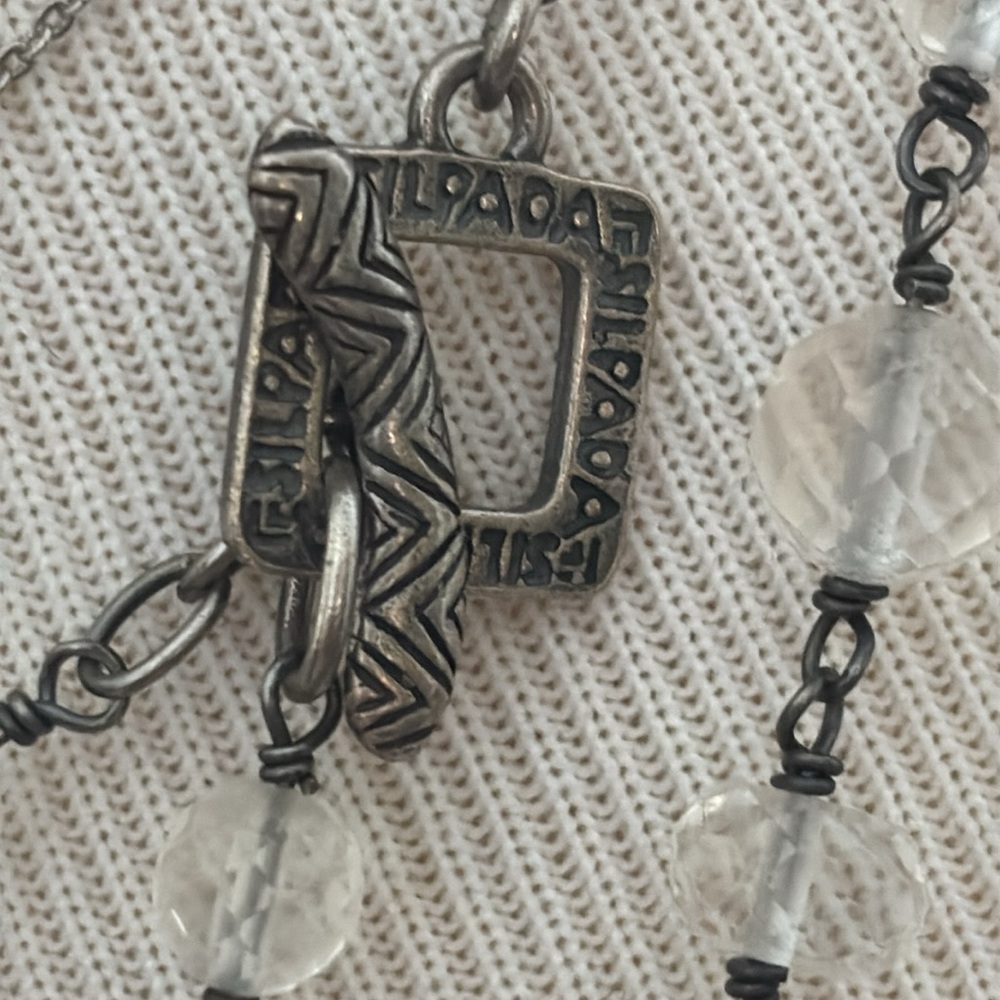 Elegant Silver and Clear Beaded Necklace Set - Picture 5 of 7